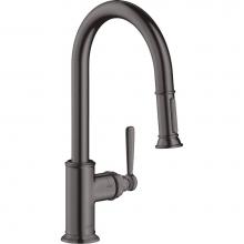 Axor 16581341 - AXOR Montreux HighArc Kitchen Faucet 2-Spray Pull-Down, 1.75 GPM in Brushed Black Chrome