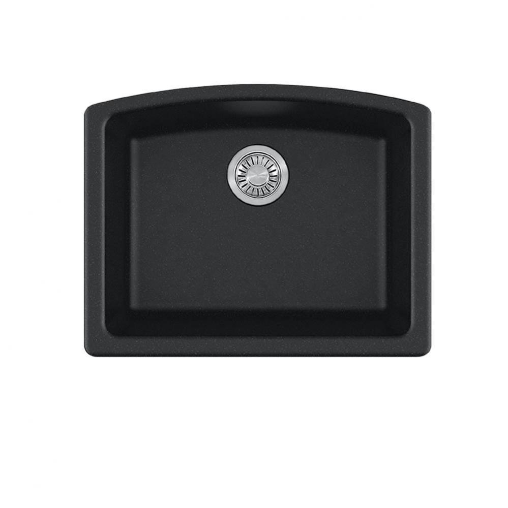 Ellipse 25.0-in. x 19.6-in. Granite Undermount Single Bowl Kitchen Sink in Matte Black