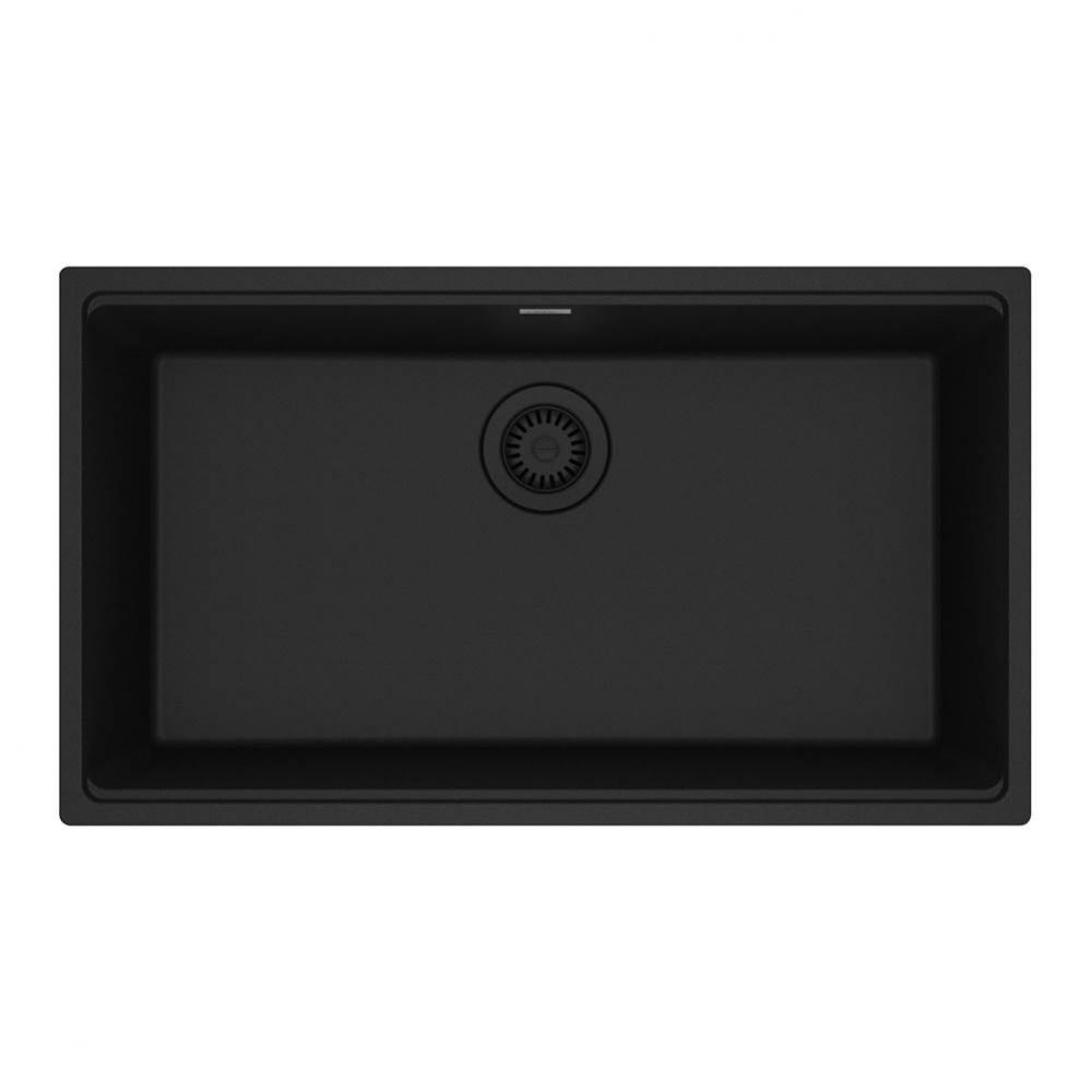 Maris Undermount 31-in x 17.81-in Granite Single Bowl Kitchen Sink in Matte Black