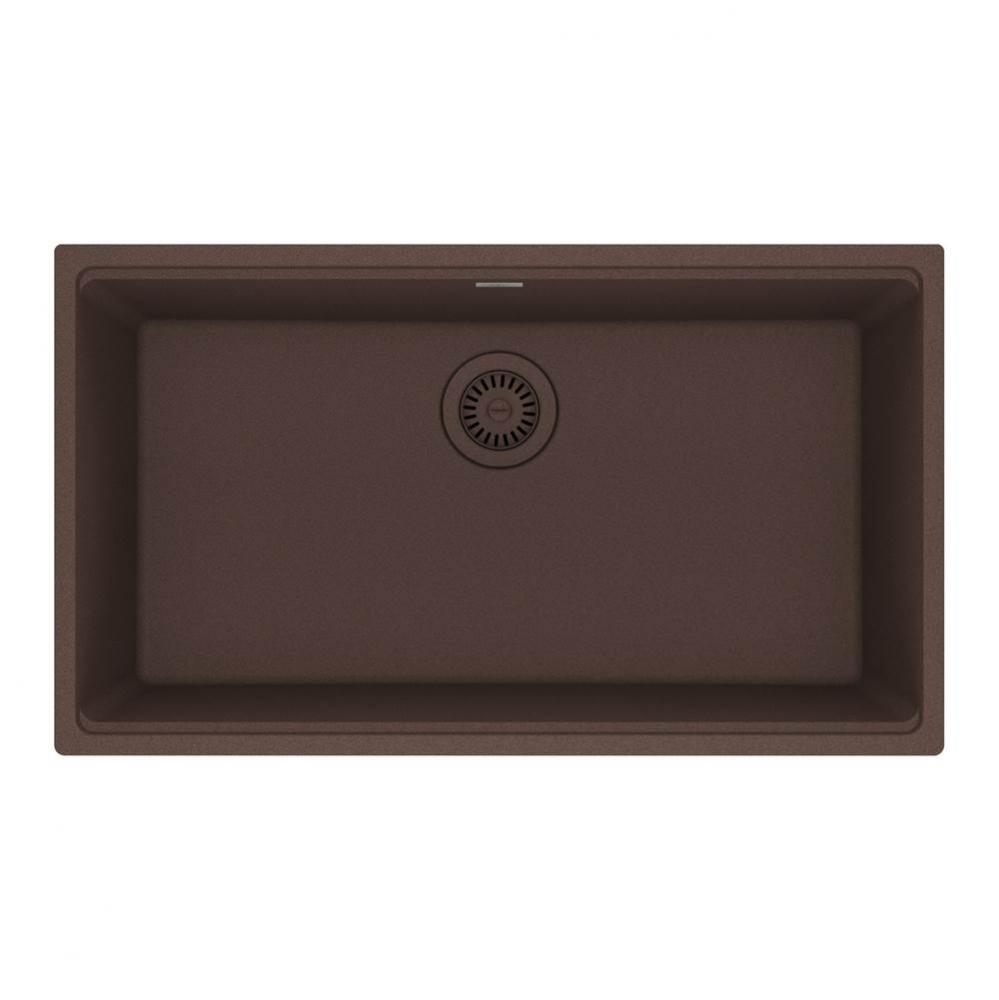 Maris Undermount 31-in x 17.81-in Granite Single Bowl Kitchen Sink in Mocha