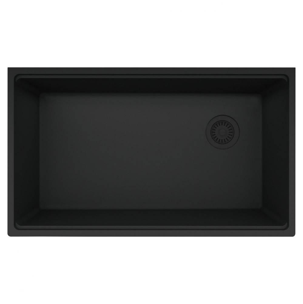 Maris Undermount 33-in x 19.31-in Granite Single Bowl Kitchen Sink in Matte Black