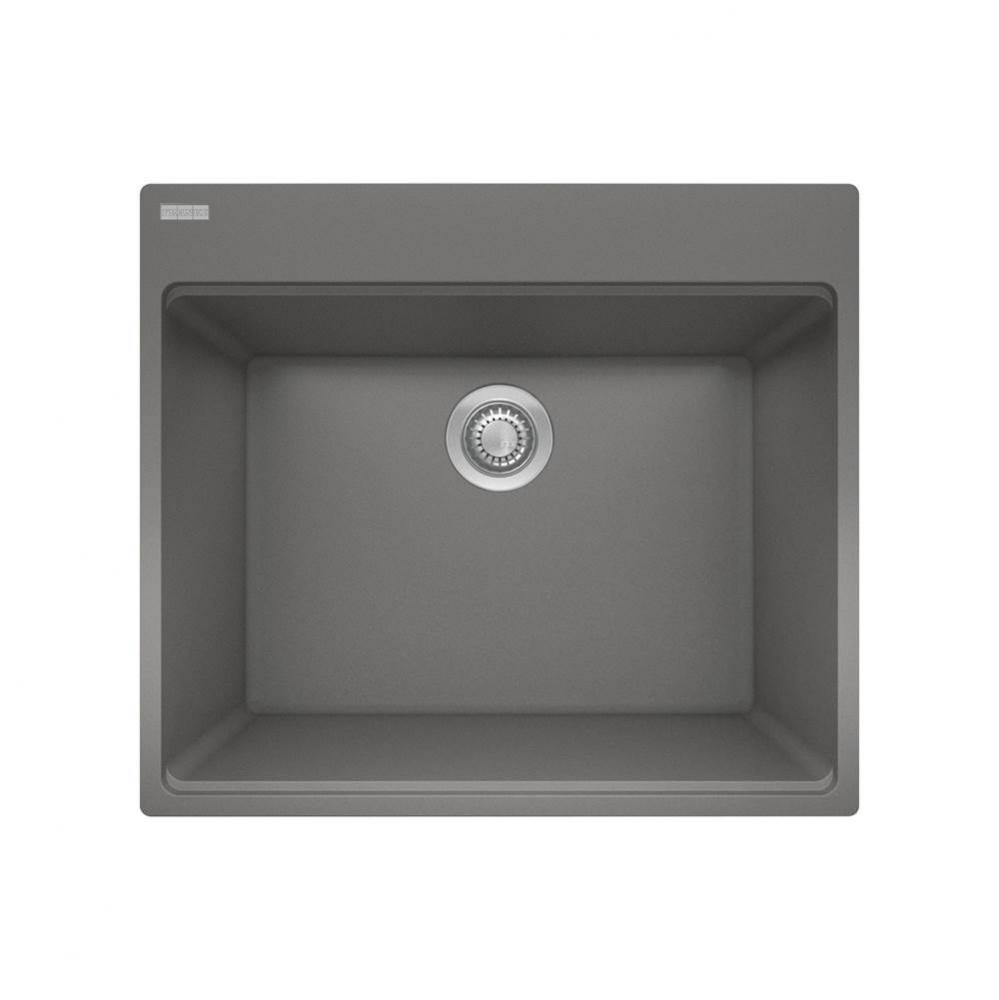 Maris Dual Mount 25-in x 22-in Granite Dual Mount Single Bowl Laundry Sink in Stone Grey