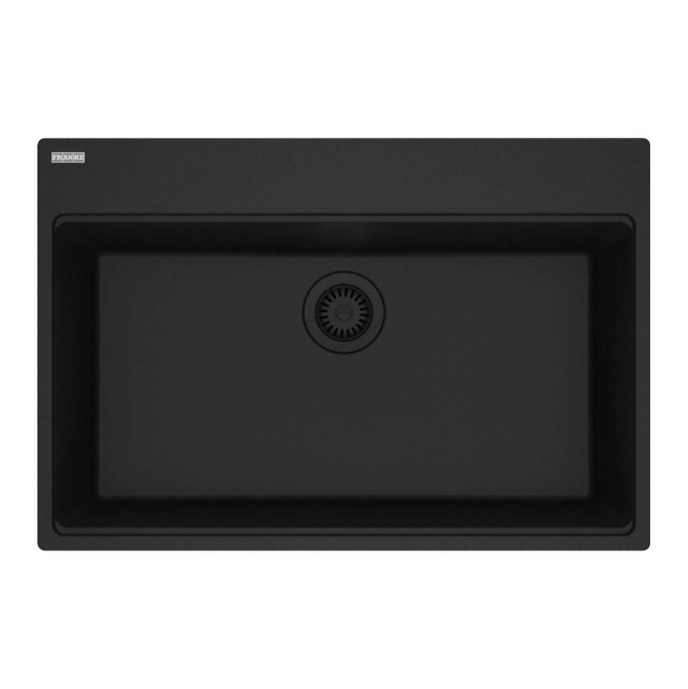 Maris Topmount 31-in x 20.88-in Granite Single Bowl Kitchen Sink in Matte Black