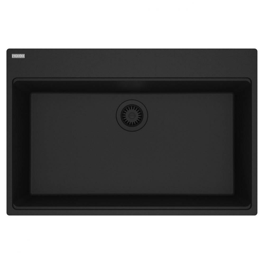 Maris Topmount 33-in x 22-in Granite Single Bowl Kitchen Sink in Matte Black