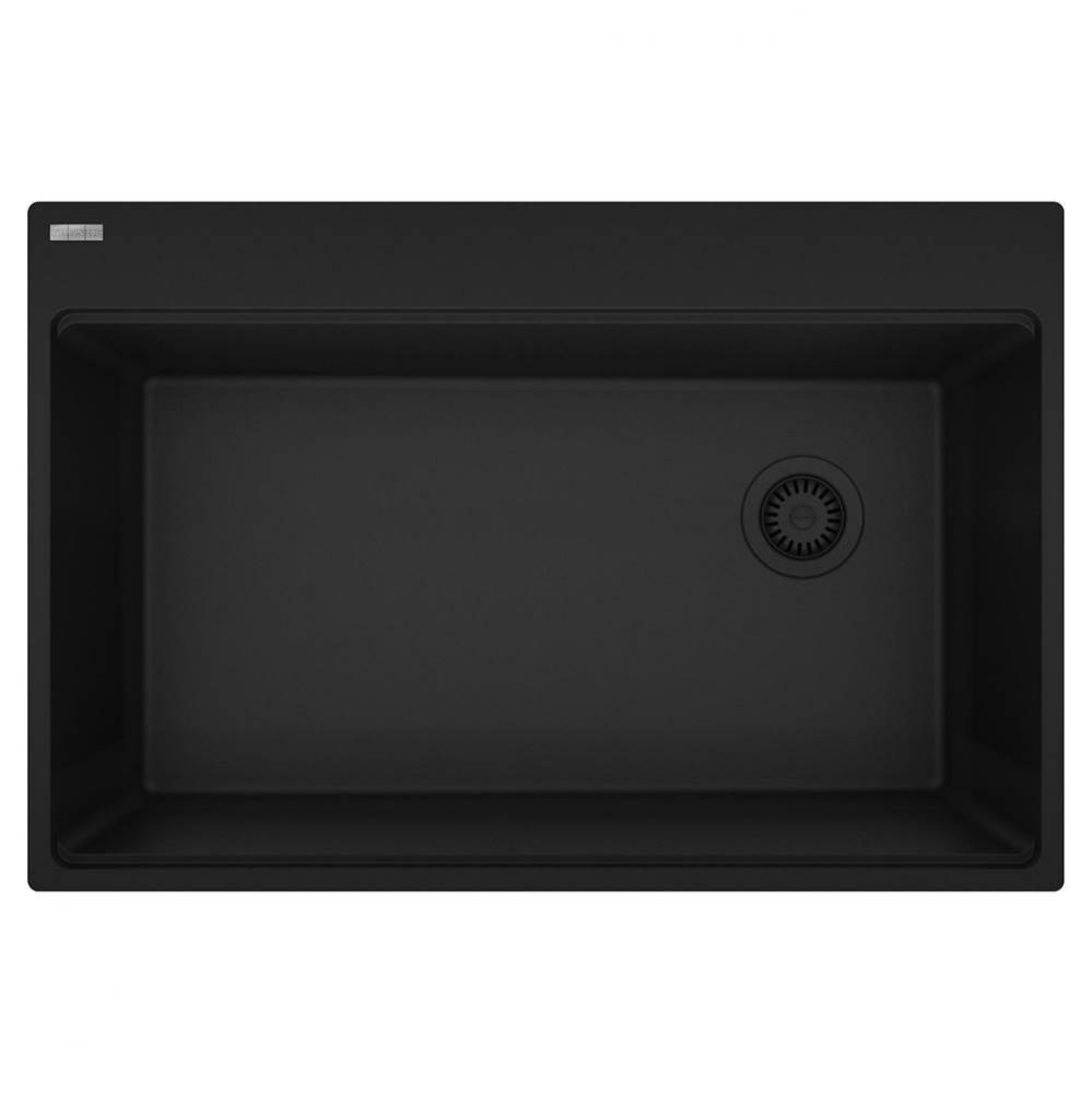 Maris Topmount 33-in x 22-in Granite Single Bowl Kitchen Sink in Matte Black