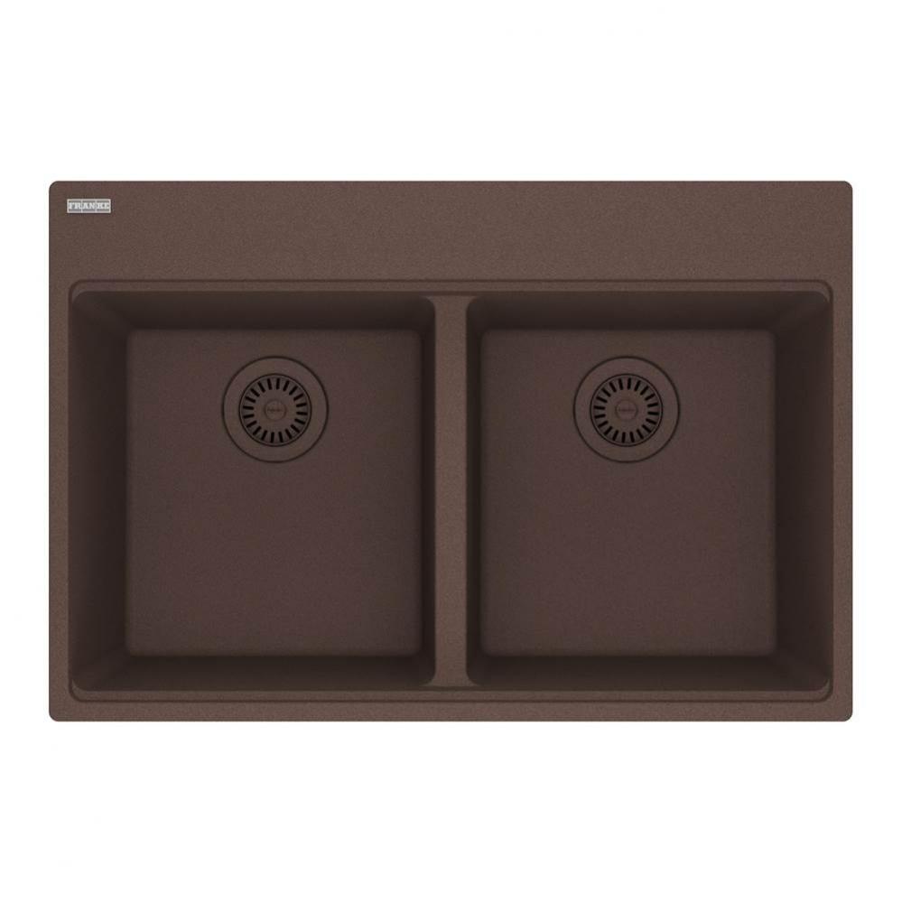 Maris Topmount 31-in x 20.88-in Granite Double Bowl Kitchen Sink in Mocha