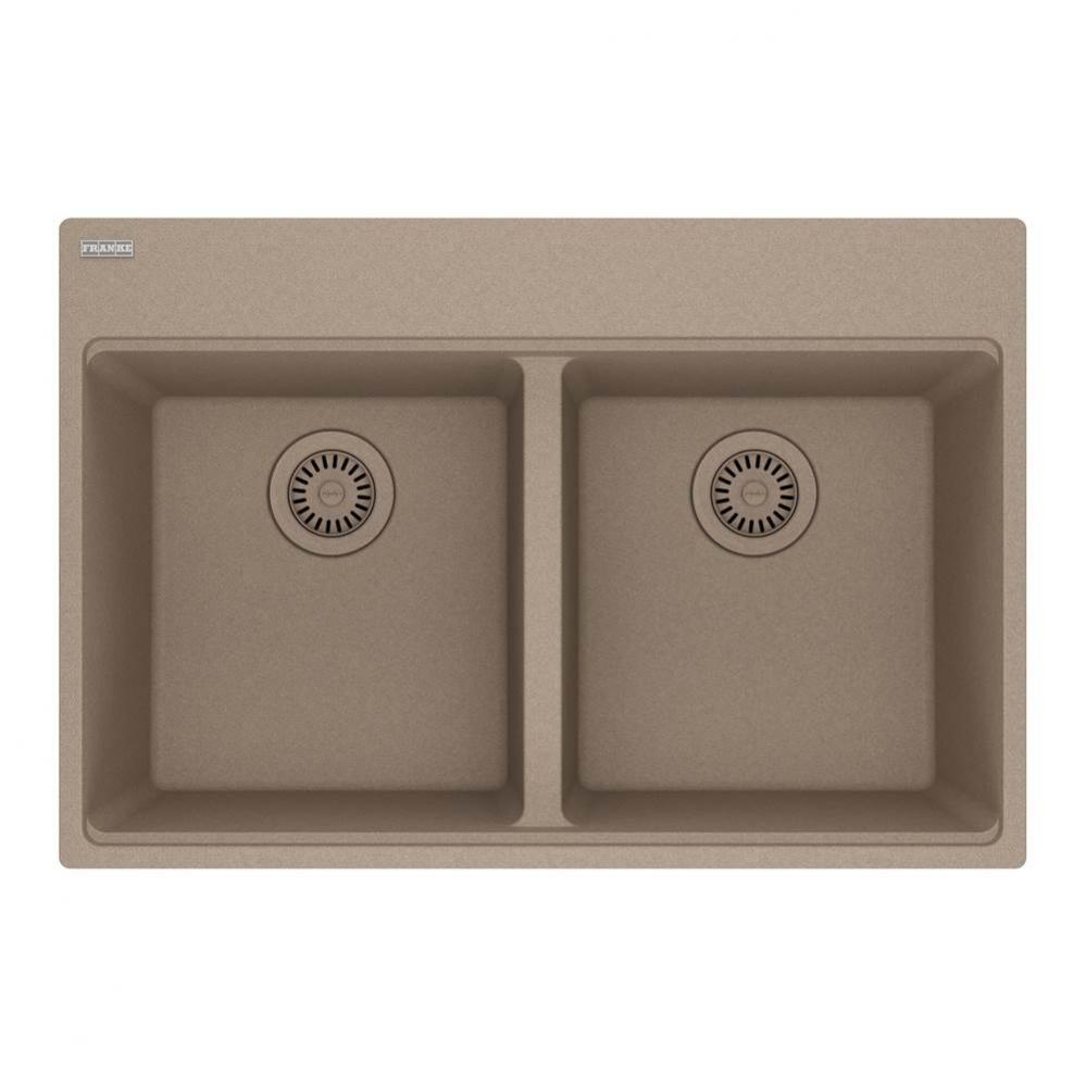 Maris Topmount 31-in x 20.88-in Granite Double Bowl Kitchen Sink in Oyster