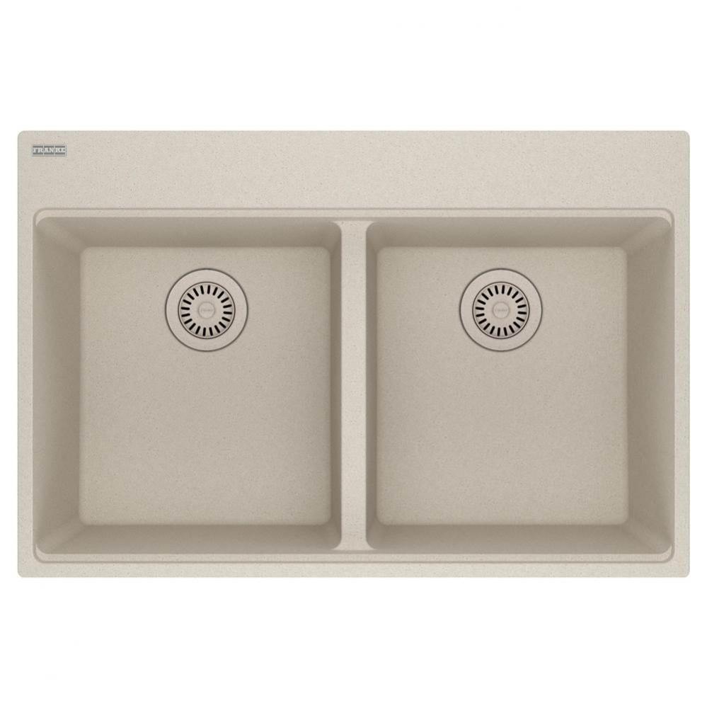 Maris Topmount 33-in x 22-in Granite Double Bowl Kitchen Sink in Champagne