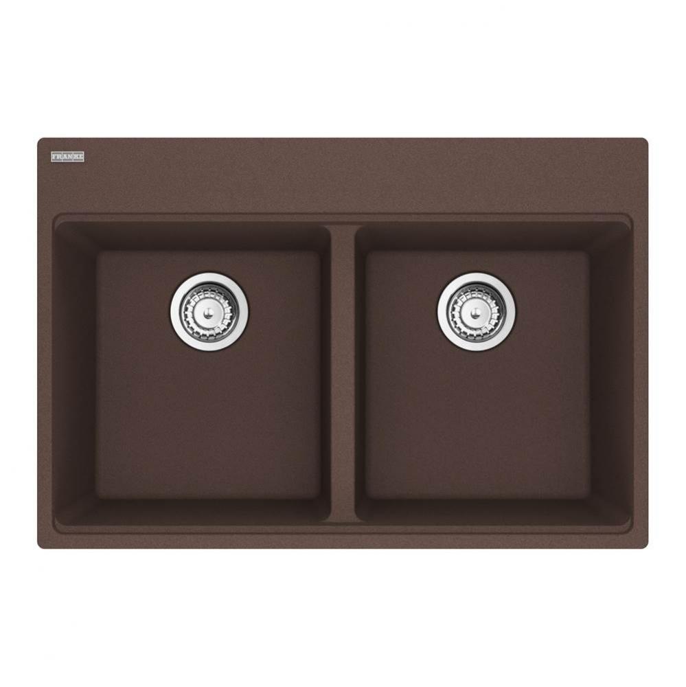 Maris Topmount 33-in x 22-in Granite Double Bowl Kitchen Sink in Mocha