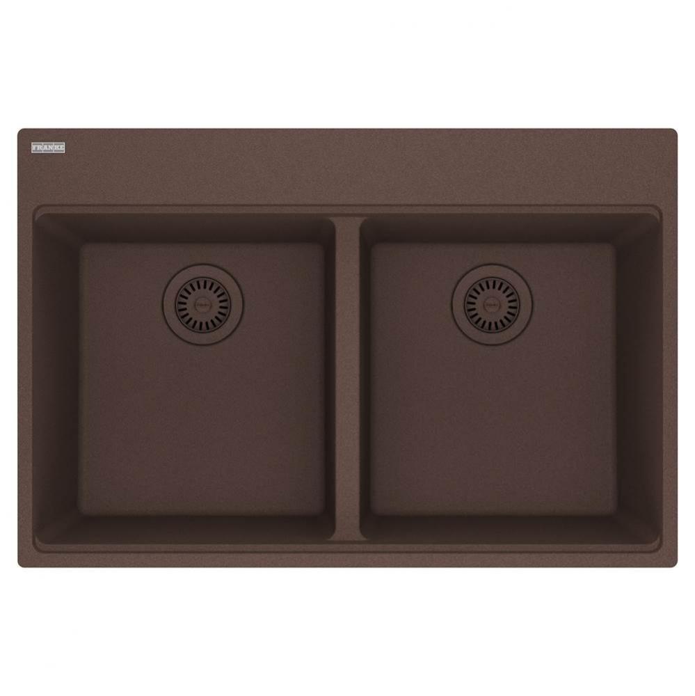 Maris Topmount 33-in x 22-in Granite Double Bowl Kitchen Sink in Mocha