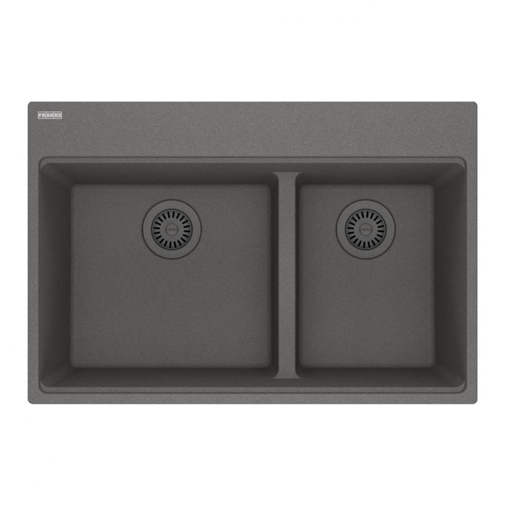 Maris Topmount 31-in x 20.9-in Granite Double Bowl Kitchen Sink in Stone Grey