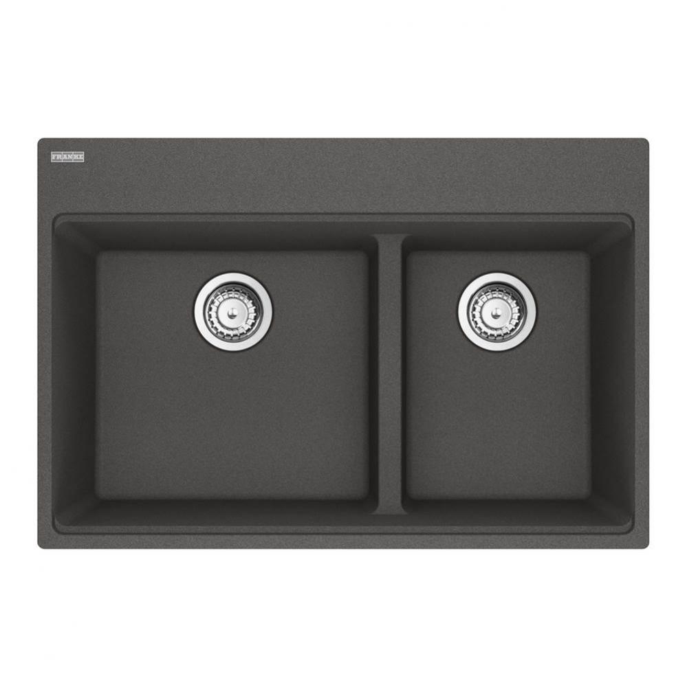 Maris Topmount 31-in x 20.9-in Granite Double Bowl Kitchen Sink in Slate Grey