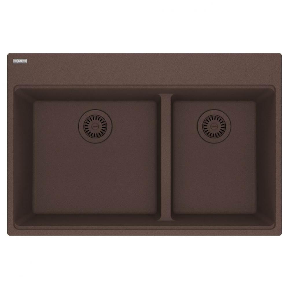 Maris Topmount 33-in x 22-in Granite Double Bowl Kitchen Sink in Mocha