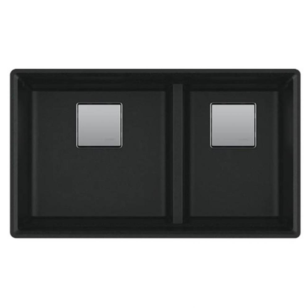 Peak 32.0-in. x 18.8-in. Granite Undermount Double Bowl Kitchen Sink in Matte Black