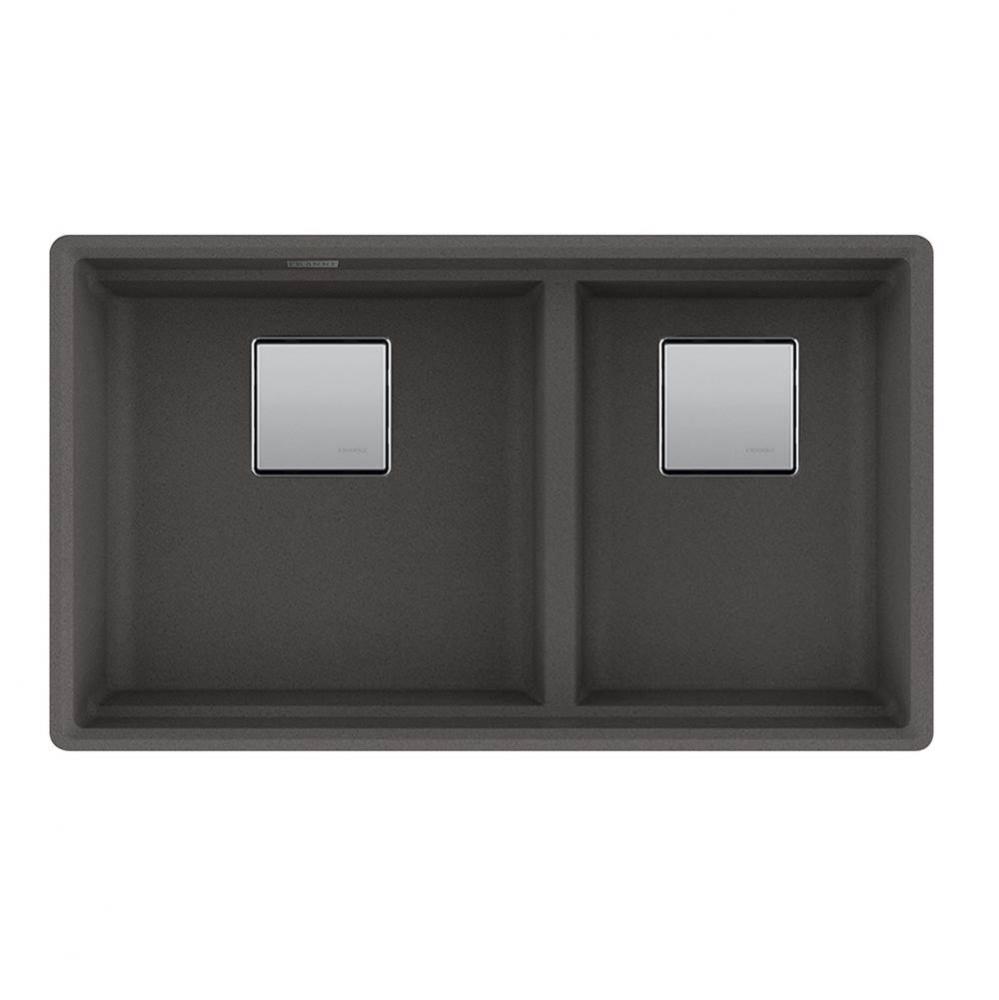 Peak 32.0-in. x 18.8-in. Granite Undermount Double Bowl Kitchen Sink in Slate Grey