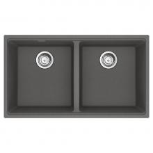 Franke MAG1201515-SHG-S - Maris Undermount 33-in x 18.94-in Granite Double Bowl Kitchen Sink in Stone Grey