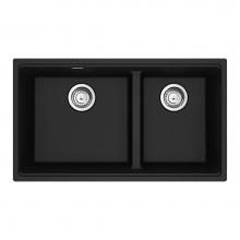 Franke MAG1601611LD-ONY-S - Maris Undermount 31-in x 17.81-in Granite Double Bowl Kitchen Sink in Onyx