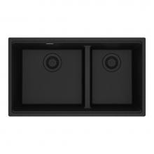 Franke MAG1601611LD-ONY - Maris Undermount 31-in x 17.81-in Granite Double Bowl Kitchen Sink in Onyx