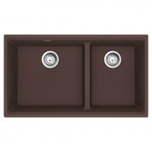 Franke MAG1601812LD-MOC-S - Maris Undermount 33-in x 18.94-in Granite Double Bowl Kitchen Sink in Mocha