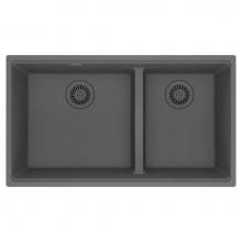 Franke MAG1601812LD-SHG - Maris Undermount 33-in x 18.94-in Granite Double Bowl Kitchen Sink in Stone Grey