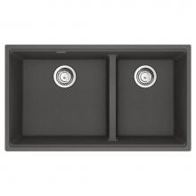 Franke MAG1601812LD-SLG-S - Maris Undermount 33-in x 18.94-in Granite Double Bowl Kitchen Sink in Slate Grey