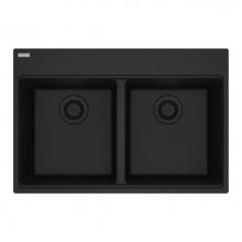 Franke MAG6201414-MBK - Maris Topmount 31-in x 20.88-in Granite Double Bowl Kitchen Sink in Matte Black