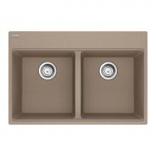 Franke MAG6201414-OYS-S - Maris Topmount 31-in x 20.88-in Granite Double Bowl Kitchen Sink in Oyster