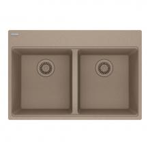 Franke MAG6201414-OYS - Maris Topmount 31-in x 20.88-in Granite Double Bowl Kitchen Sink in Oyster