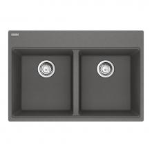 Franke MAG6201414-SHG-S - Maris Topmount 31-in x 20.88-in Granite Double Bowl Kitchen Sink in Stone Grey