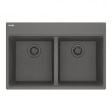 Franke MAG6201414-SHG - Maris Topmount 31-in x 20.88-in Granite Double Bowl Kitchen Sink in Stone Grey