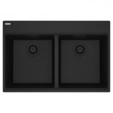 Franke MAG6201515-MBK - Maris Topmount 33-in x 22-in Granite Double Bowl Kitchen Sink in Matte Black