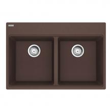 Franke MAG6201515-MOC-S - Maris Topmount 33-in x 22-in Granite Double Bowl Kitchen Sink in Mocha