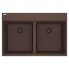 Franke MAG6201515-MOC - Maris Topmount 33-in x 22-in Granite Double Bowl Kitchen Sink in Mocha