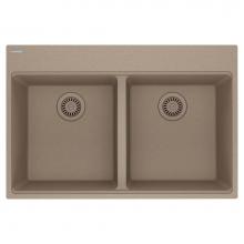 Franke MAG6201515-OYS - Maris Topmount 33-in x 22-in Granite Double Bowl Kitchen Sink in Oyster