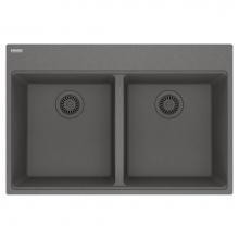 Franke MAG6201515-SHG - Maris Topmount 33-in x 22-in Granite Double Bowl Kitchen Sink in Stone Grey