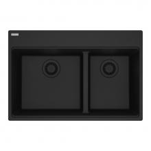 Franke MAG6601611LD-MBK - Maris Topmount 31-in x 20.9-in Granite Double Bowl Kitchen Sink in Matte Black