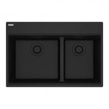 Franke MAG6601611LD-ONY - Maris Topmount 31-in x 20.9-in Granite Double Bowl Kitchen Sink in Onyx