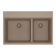 Franke MAG6601611LD-OYS - Maris Topmount 31-in x 20.9-in Granite Double Bowl Kitchen Sink in Oyster