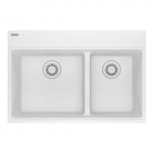 Franke MAG6601611LD-PWT - Maris Topmount 31-in x 20.9-in Granite Double Bowl Kitchen Sink in Polar White