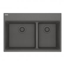 Franke MAG6601611LD-SHG - Maris Topmount 31-in x 20.9-in Granite Double Bowl Kitchen Sink in Stone Grey