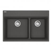 Franke MAG6601611LD-SLG-S - Maris Topmount 31-in x 20.9-in Granite Double Bowl Kitchen Sink in Slate Grey