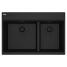 Franke MAG6601812LD-MBK - Maris Topmount 33-in x 22-in Granite Double Bowl Kitchen Sink in Matte Black