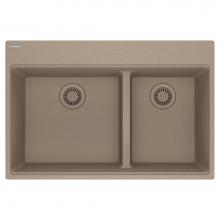 Franke MAG6601812LD-OYS - Maris Topmount 33-in x 22-in Granite Double Bowl Kitchen Sink in Oyster