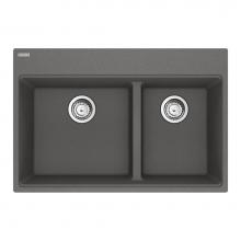 Franke MAG6601812LD-SHG-S - Maris Topmount 33-in x 22-in Granite Double Bowl Kitchen Sink in Stone Grey