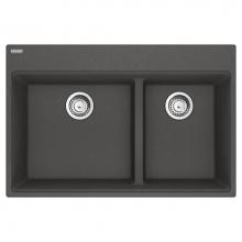 Franke MAG6601812LD-SLG-S - Maris Topmount 33-in x 22-in Granite Double Bowl Kitchen Sink in Slate Grey