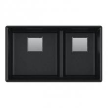 Franke PKG160LD-ONY - Peak 32.0-in. x 18.8-in. Granite Undermount Double Bowl Kitchen Sink in Onyx