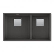 Franke PKG160LD-SLG - Peak 32.0-in. x 18.8-in. Granite Undermount Double Bowl Kitchen Sink in Slate Grey