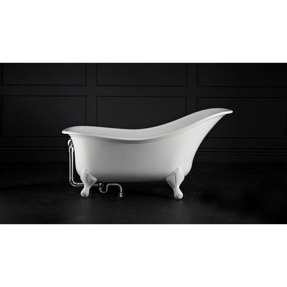 Drayton freestanding slipper tub with overflow. Paint finish. Polished Chrome