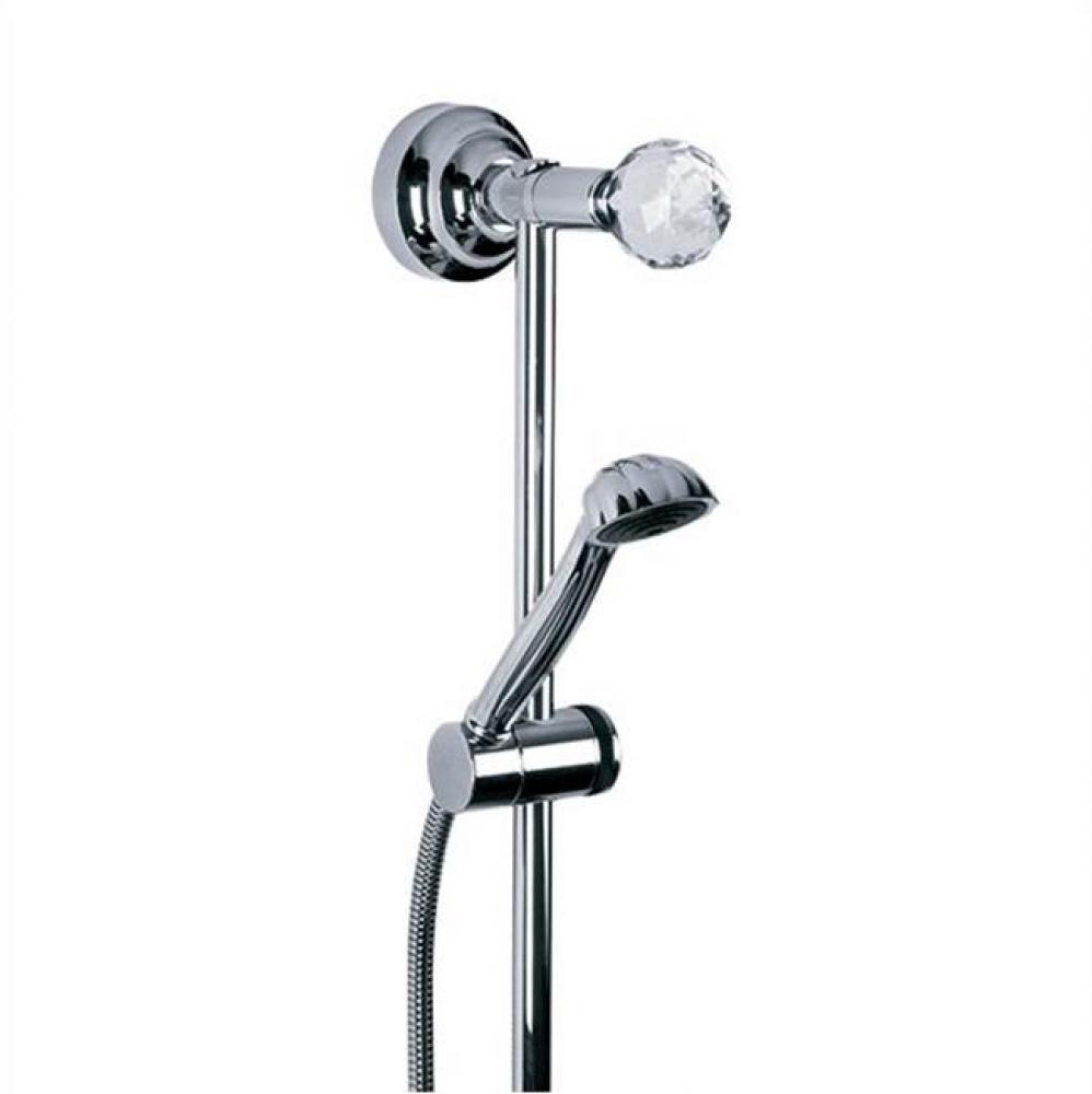 Florale Crystal Sliding Rail Shower Set With Handshower And Hose In Polished Chrome