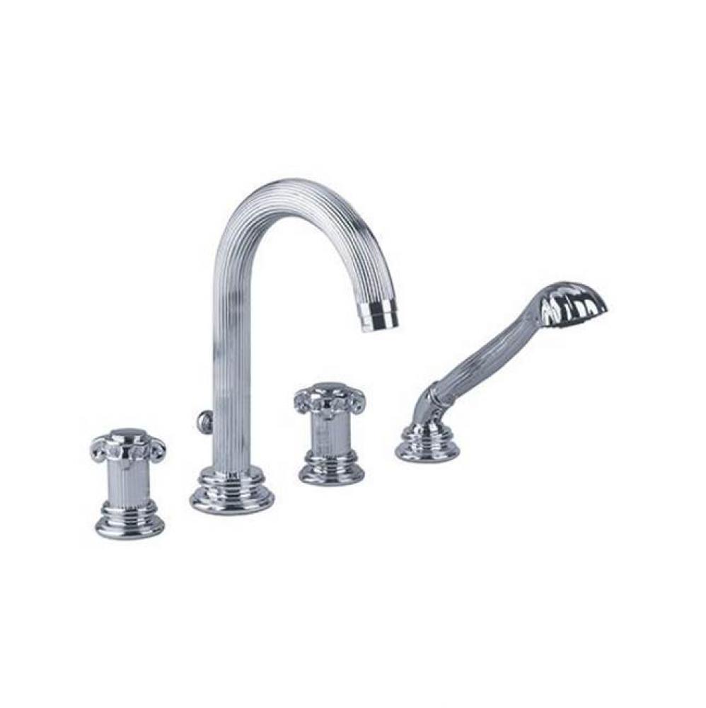 Aphrodite Four Hole Deck Mounted Bathtub Filler In Polished Chrome